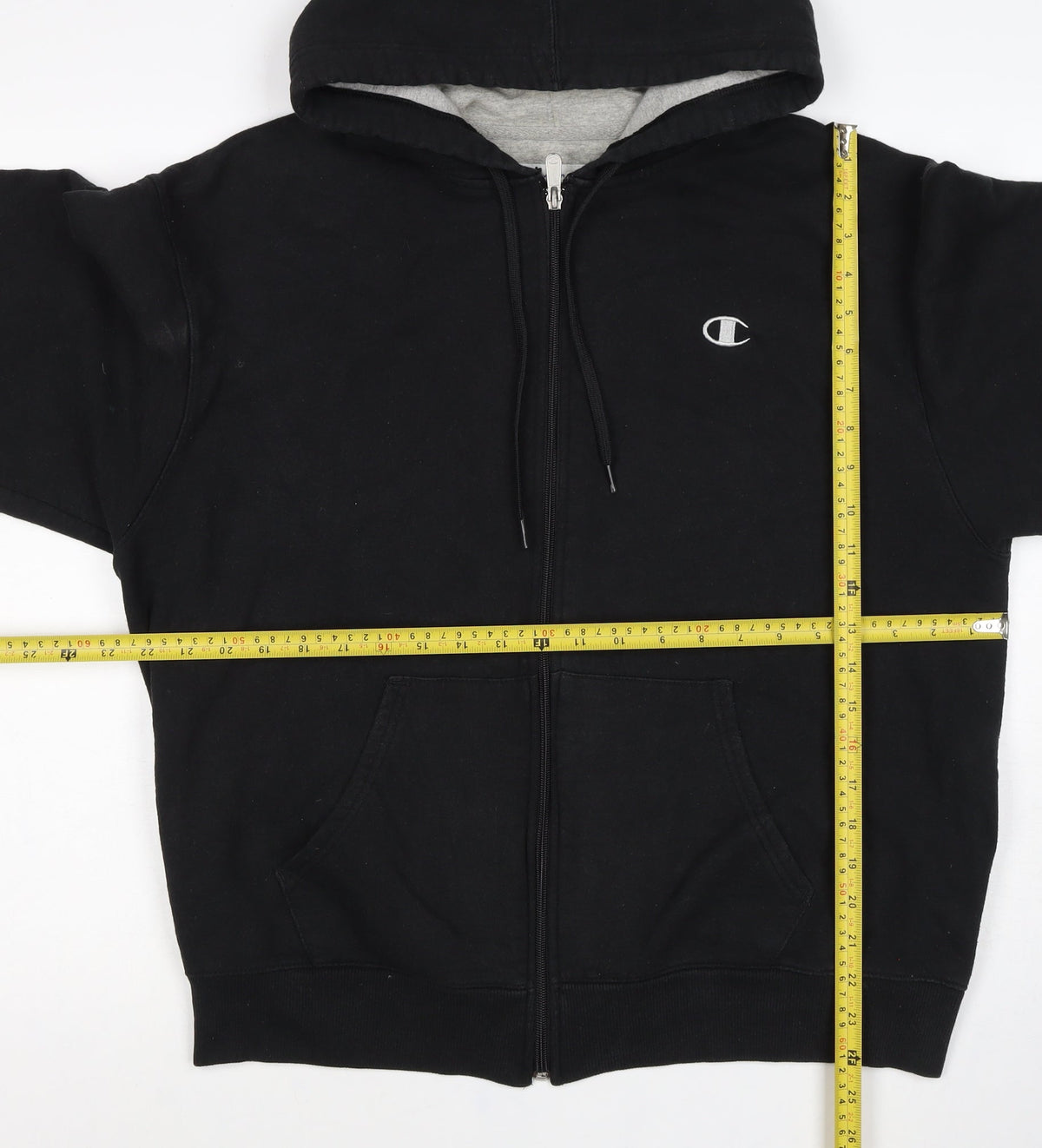 Champion Men’s Black L Full Zip Hoodie Embroidered Logo