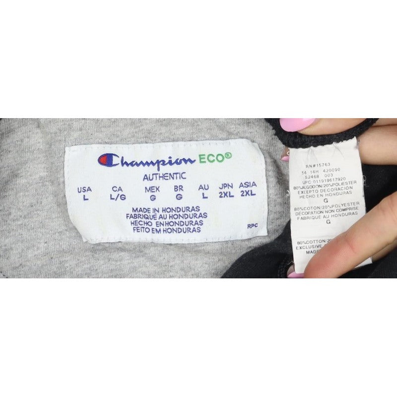 Champion Men’s Black L Full Zip Hoodie Embroidered Logo
