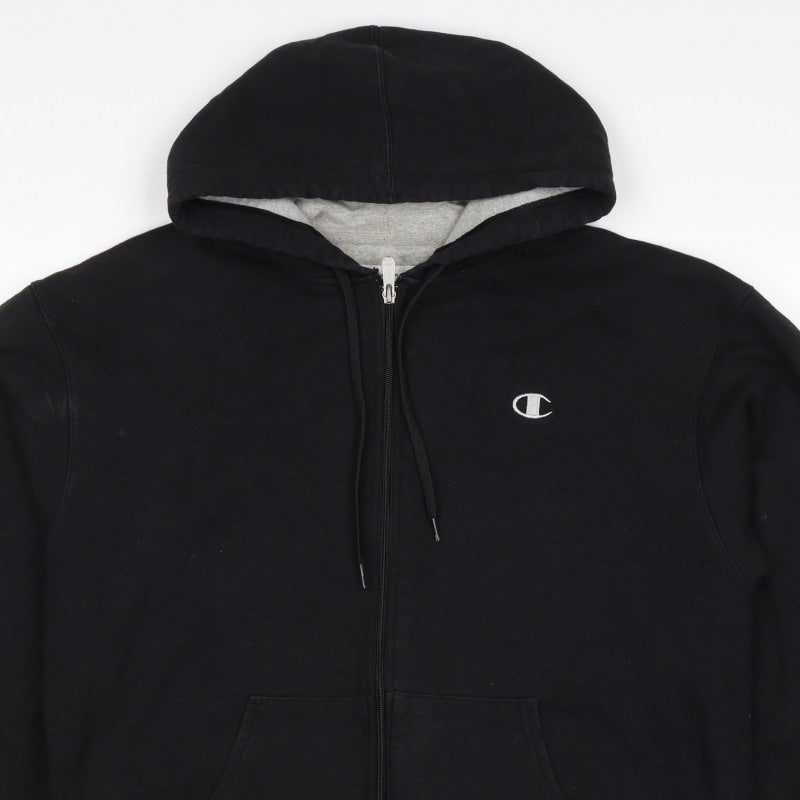 Champion Men’s Black L Full Zip Hoodie Embroidered Logo