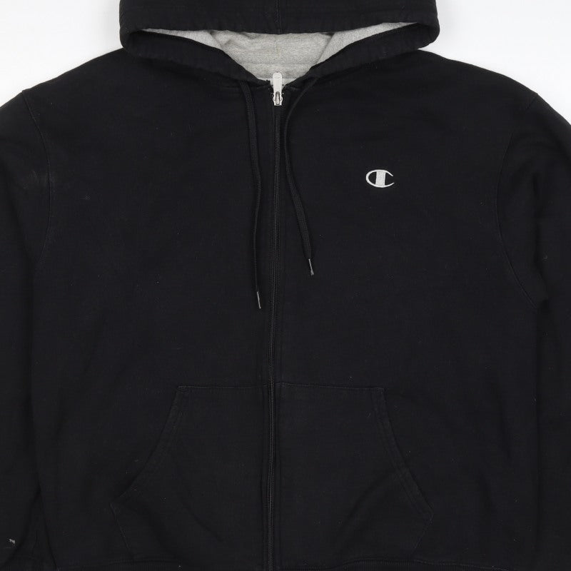 Champion Men’s Black L Full Zip Hoodie Embroidered Logo