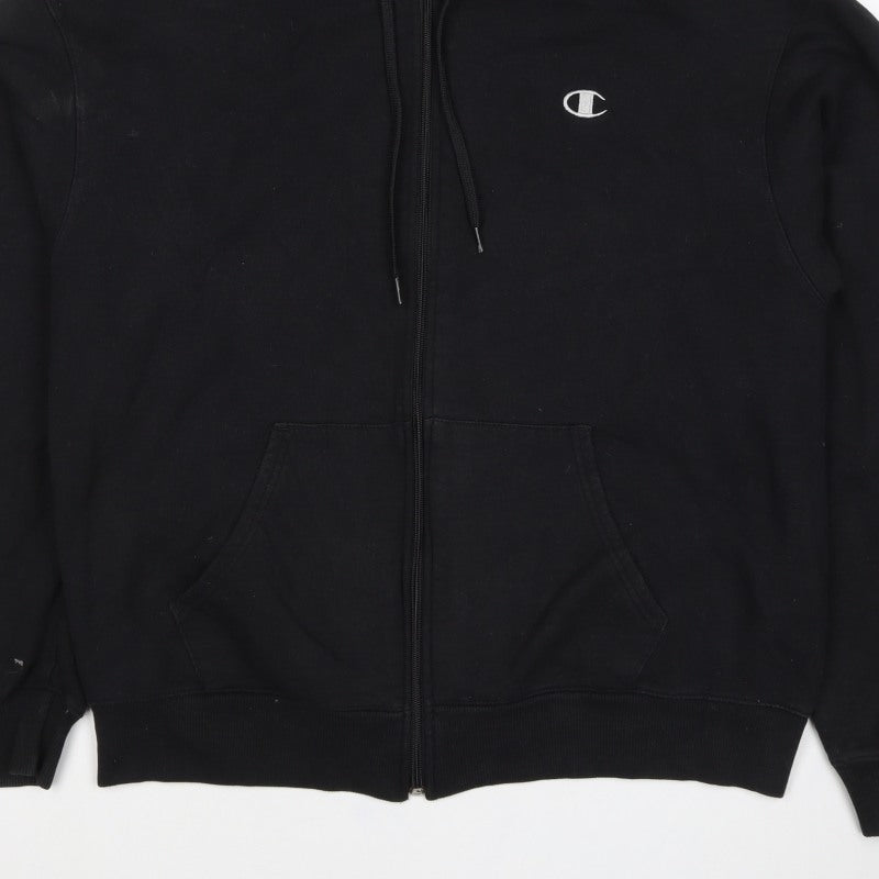 Champion Men’s Black L Full Zip Hoodie Embroidered Logo