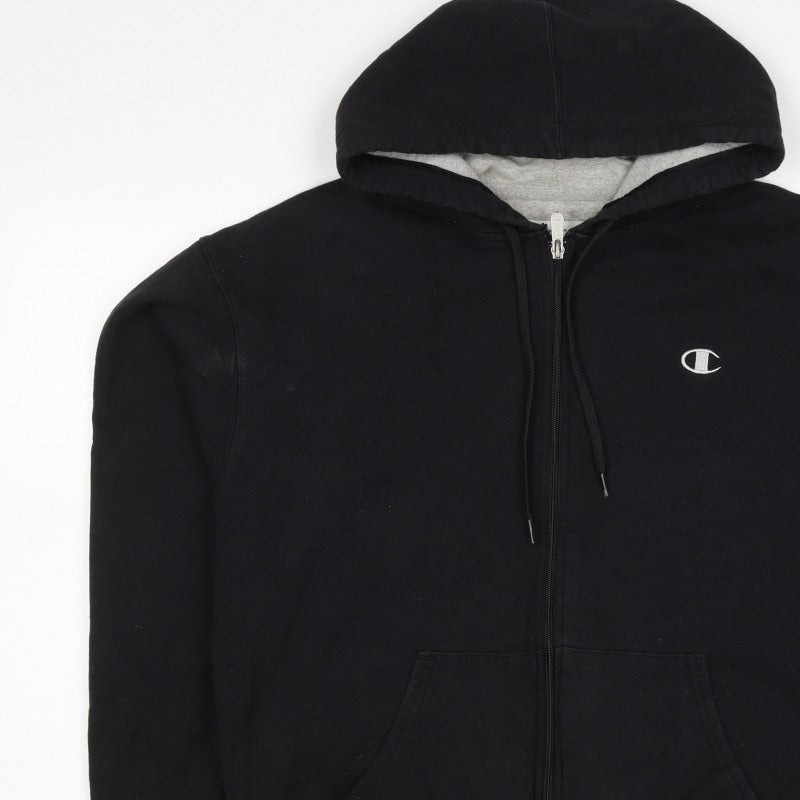 Champion Men’s Black L Full Zip Hoodie Embroidered Logo