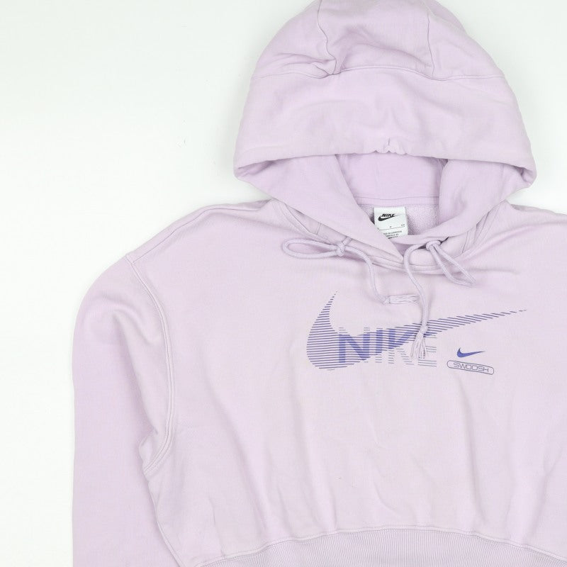 Nike Women Pink S Pullover Hoodie Logo Graphic Cropped Fleece