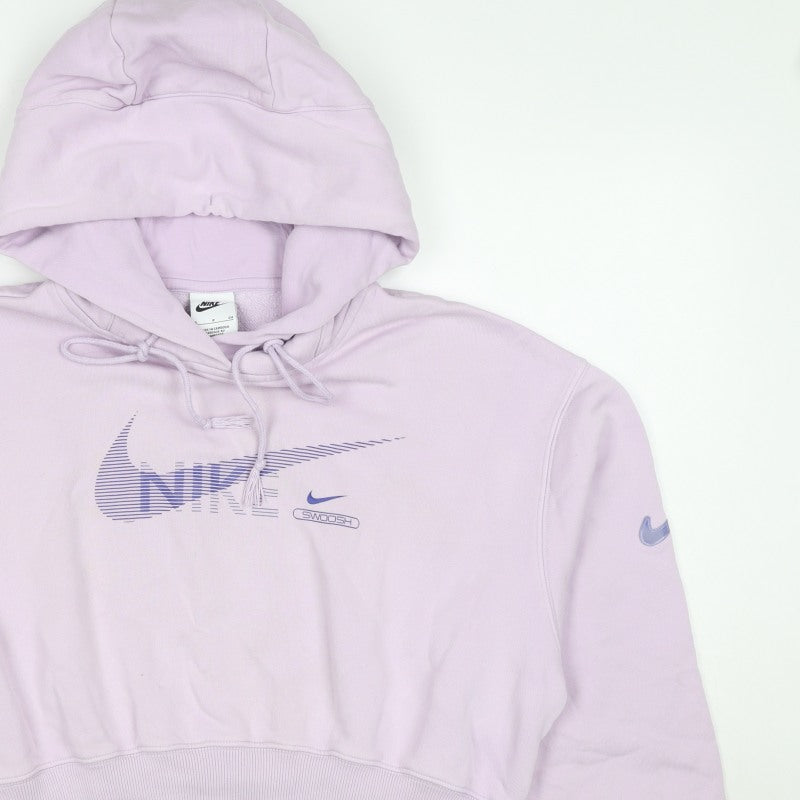 Nike Women Pink S Pullover Hoodie Logo Graphic Cropped Fleece