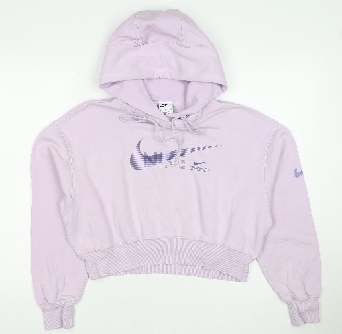 Nike Women Pink S Pullover Hoodie Logo Graphic Cropped Fleece
