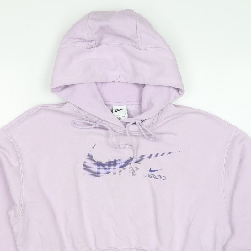 Nike Women Pink S Pullover Hoodie Logo Graphic Cropped Fleece