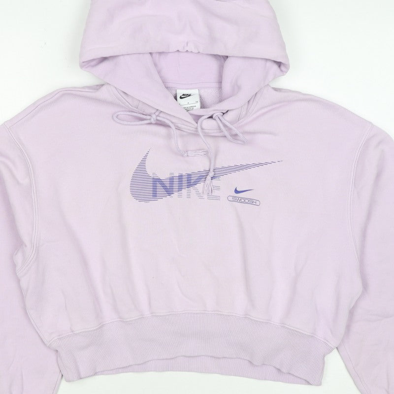 Nike Women Pink S Pullover Hoodie Logo Graphic Cropped Fleece