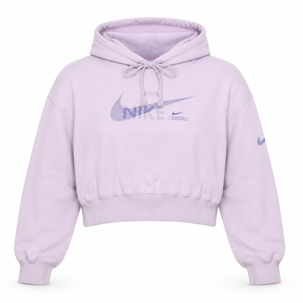 Nike Women Pink S Pullover Hoodie Logo Graphic Cropped Fleece