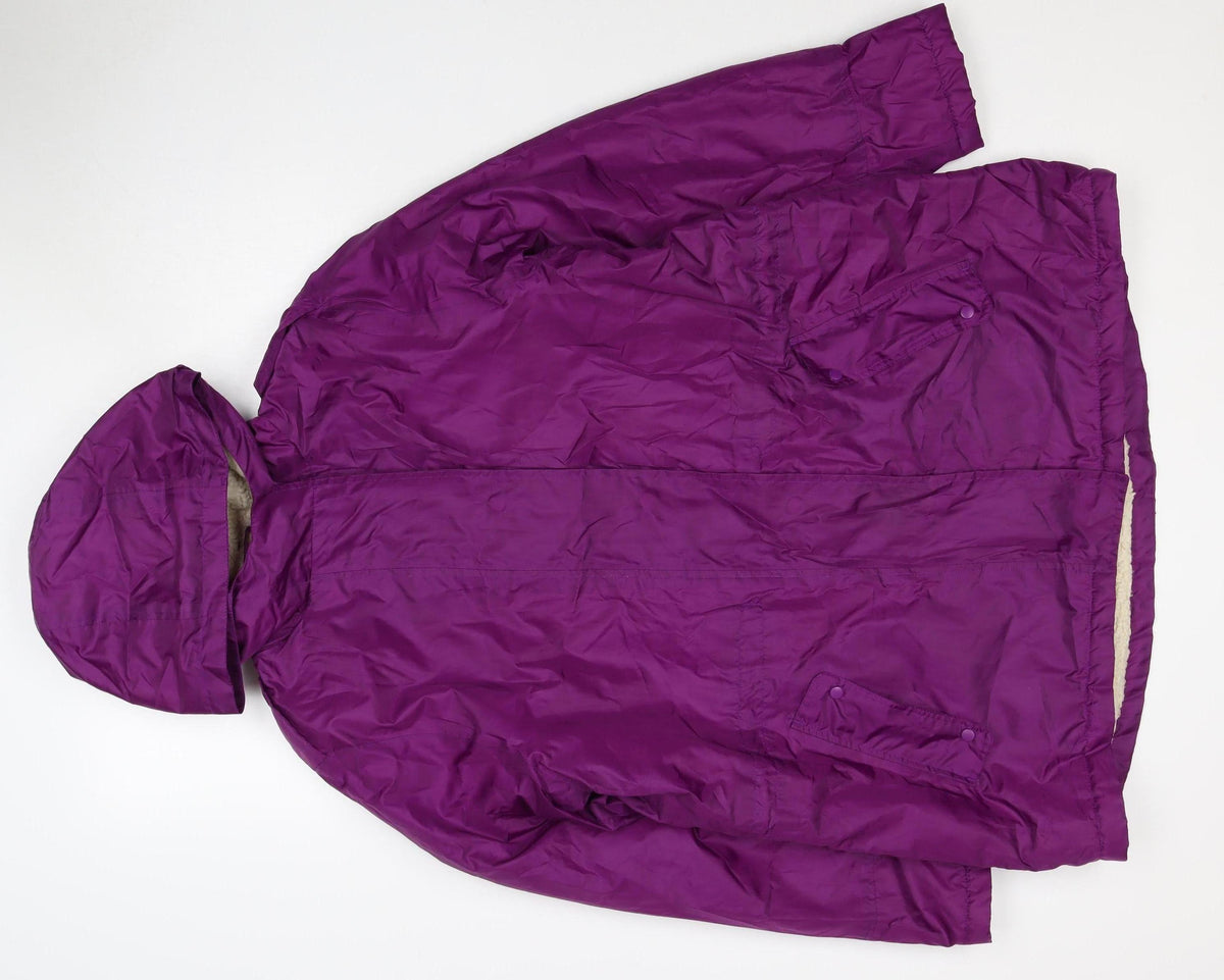 Cotton Traders Women's Purple Size 16 Hooded Parka Jacket Fleece Lined