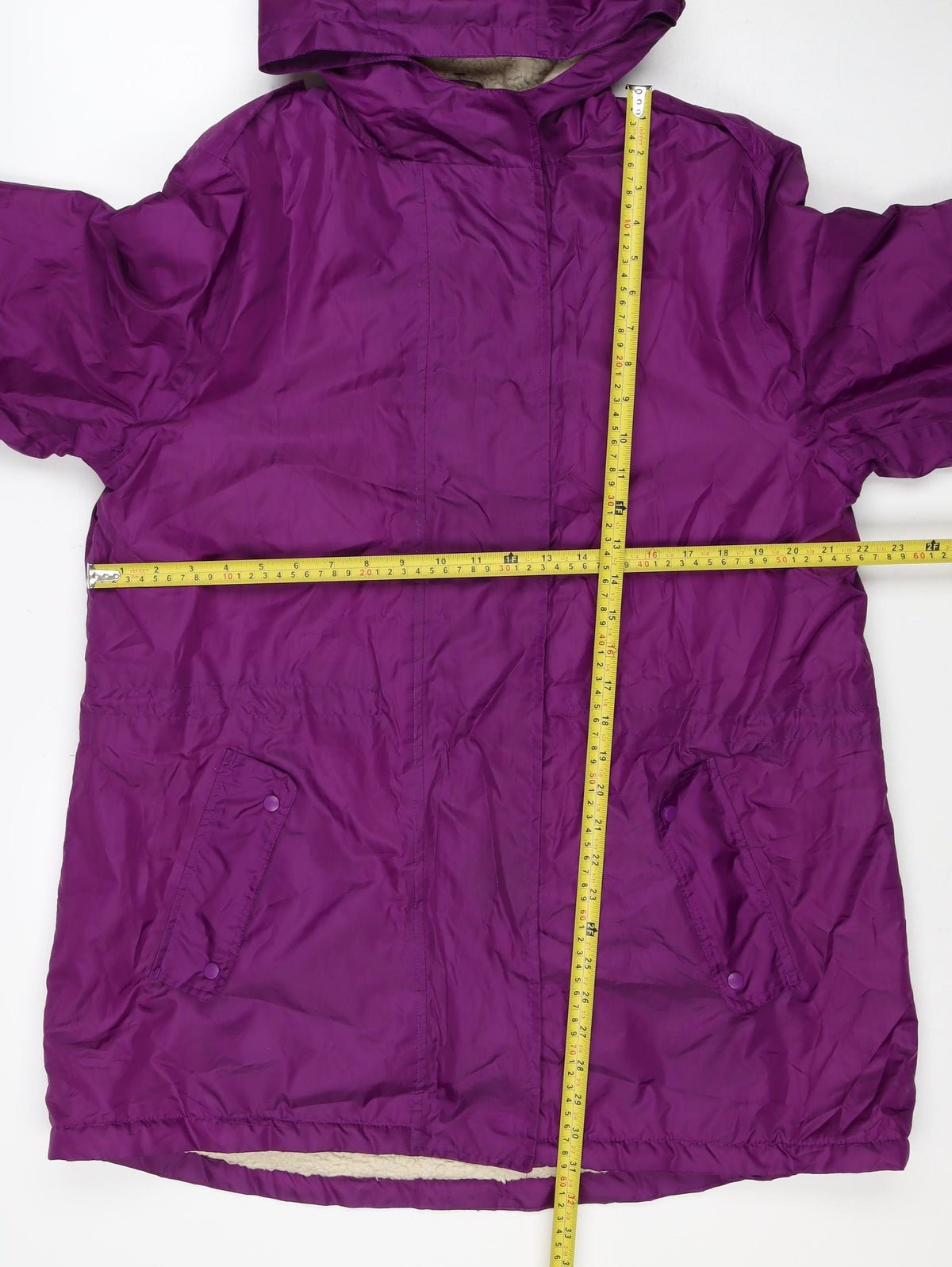 Cotton Traders Women's Purple Size 16 Hooded Parka Jacket Fleece Lined