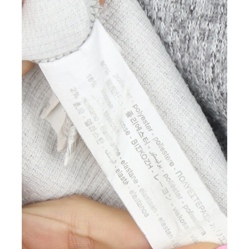 Zara Women Grey S High Neck Cropped Knit Long Sleeve Top
