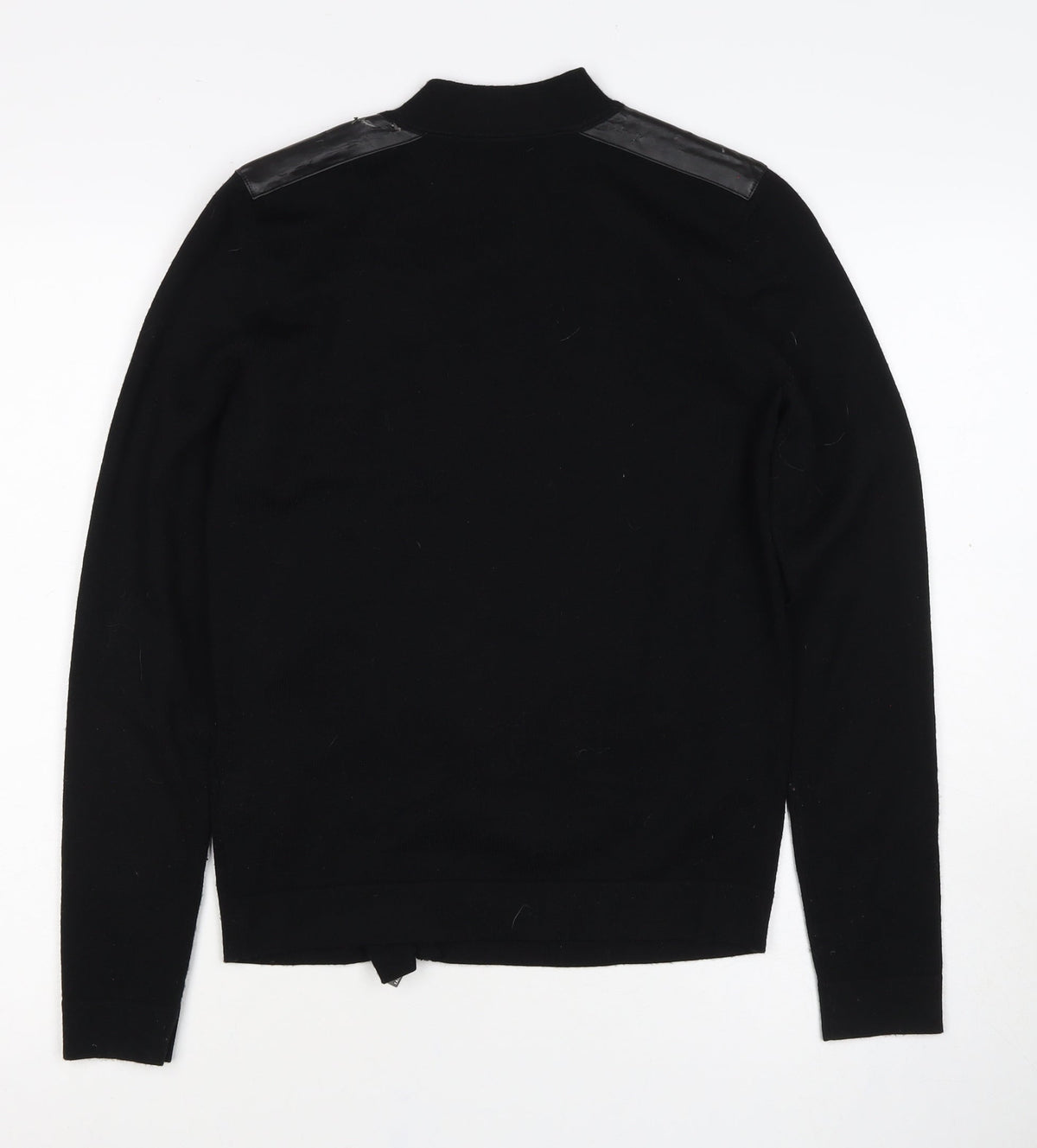 Karen Millen Women's Black UK 10 Wool Biker Knit Jacket Zip Buttons