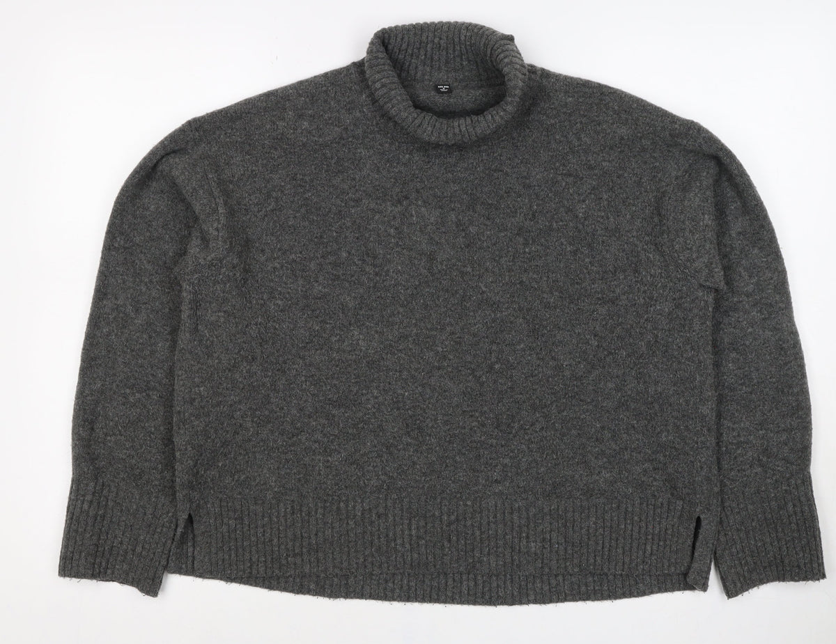 UNIQLO Women’s Grey M Roll Neck Wool Blend Knit Pullover Jumper