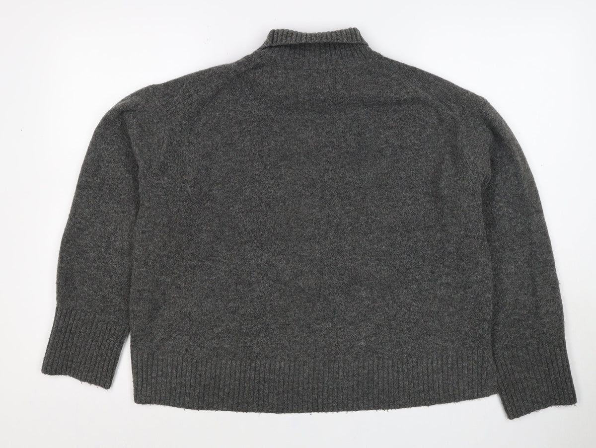 UNIQLO Women’s Grey M Roll Neck Wool Blend Knit Pullover Jumper