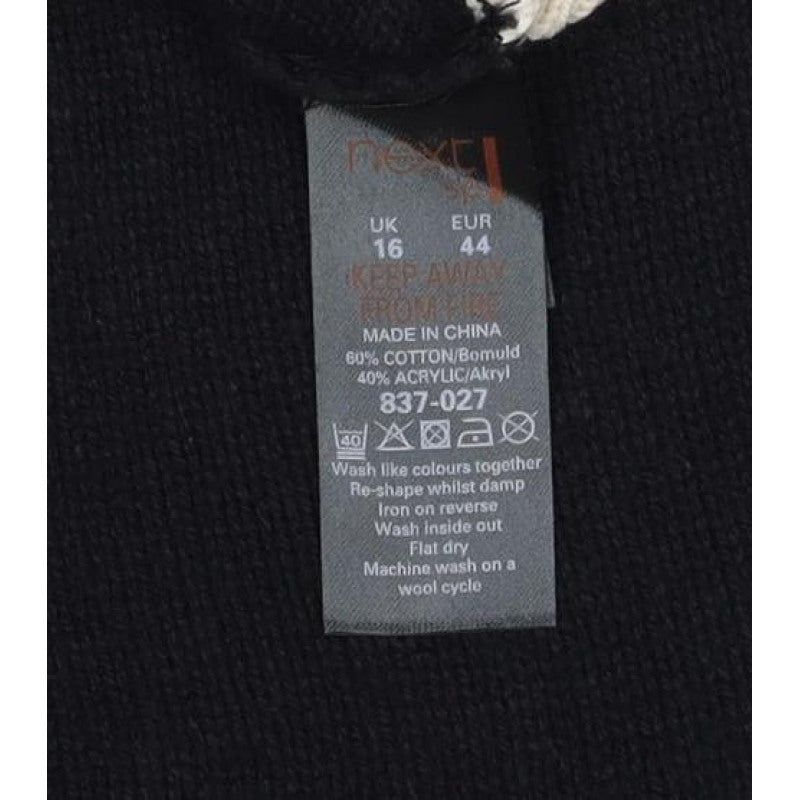 Next Women’s Black & Ivory Wool Blend V-Neck Pullover Jumper UK 16