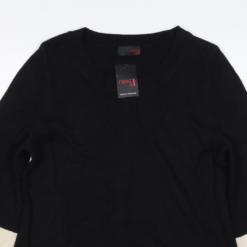 Next Women’s Black & Ivory Wool Blend V-Neck Pullover Jumper UK 16