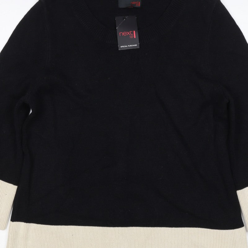Next Women’s Black & Ivory Wool Blend V-Neck Pullover Jumper UK 16