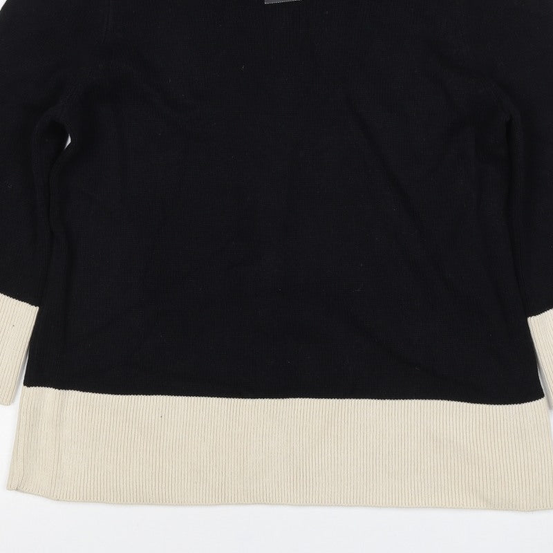 Next Women’s Black & Ivory Wool Blend V-Neck Pullover Jumper UK 16