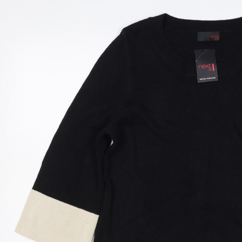 Next Women’s Black & Ivory Wool Blend V-Neck Pullover Jumper UK 16