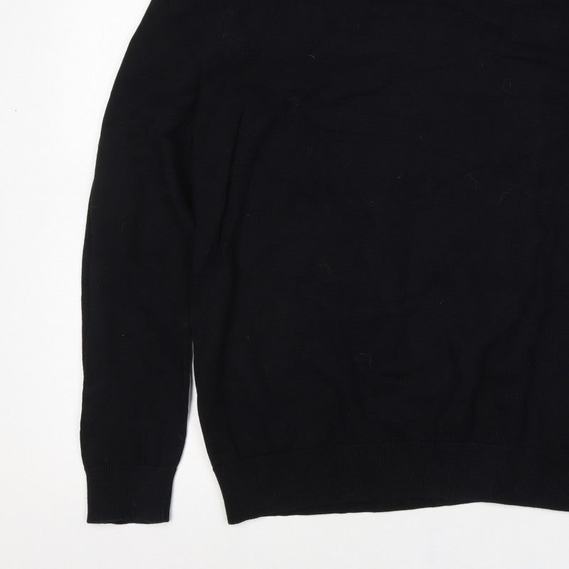 Thomas Nash Men Black Blue Stripe Collar XL Pullover Jumper