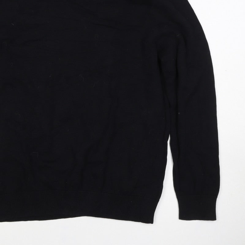 Thomas Nash Men Black Blue Stripe Collar XL Pullover Jumper