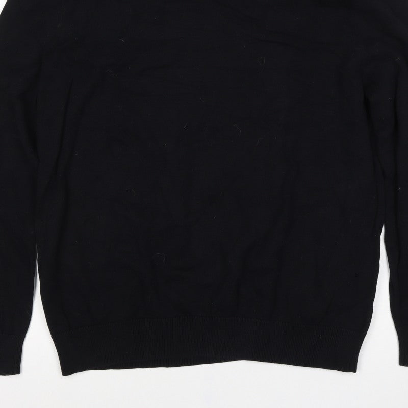 Thomas Nash Men Black Blue Stripe Collar XL Pullover Jumper