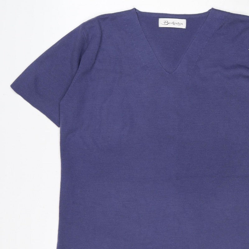 Berktex Women’s Purple Size 10 Basic Short Sleeve V-Neck Knit T-Shirt