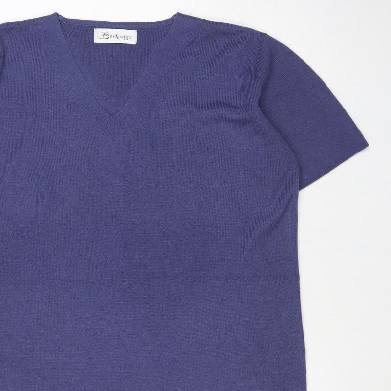 Berktex Women’s Purple Size 10 Basic Short Sleeve V-Neck Knit T-Shirt