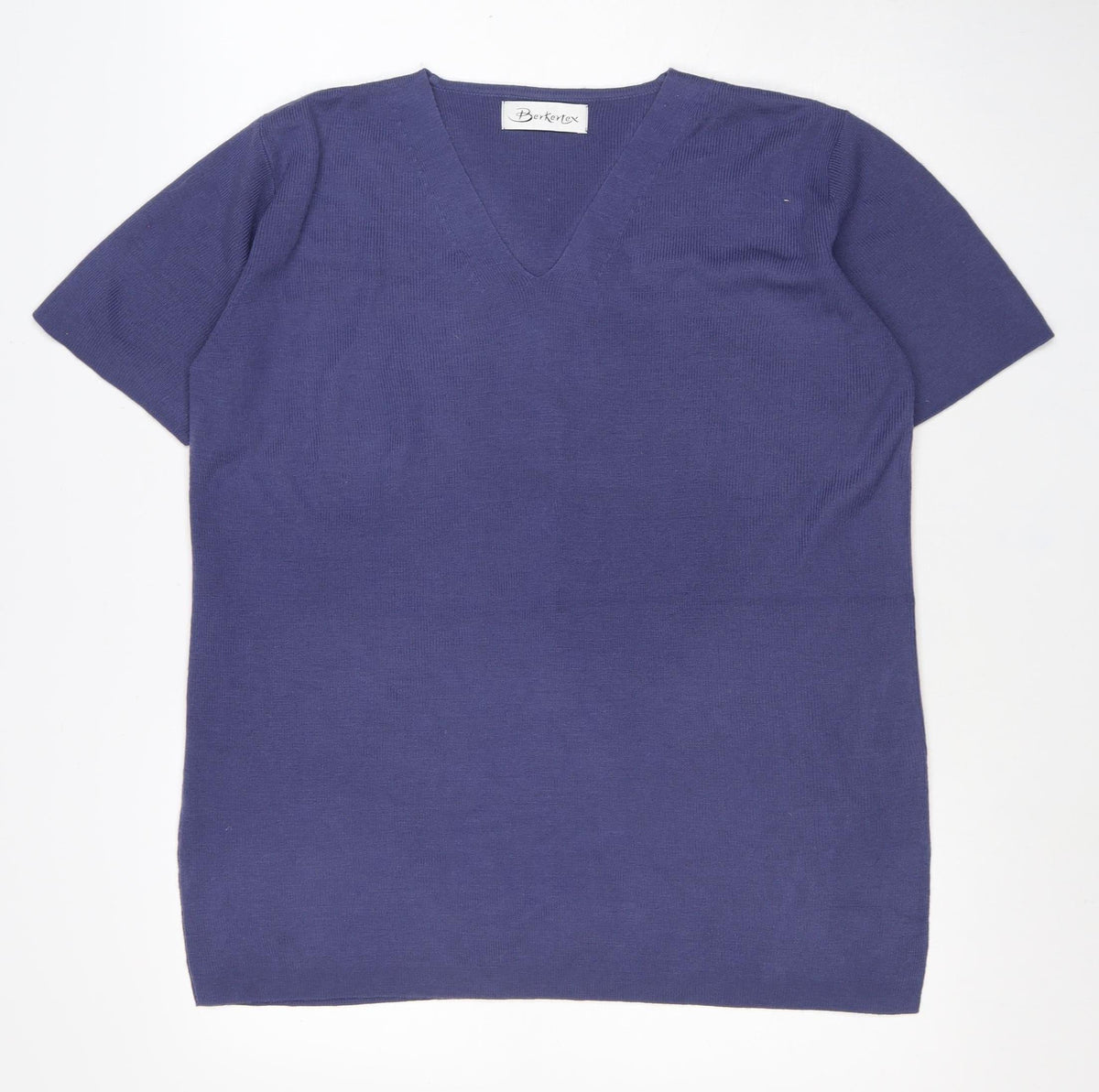 Berktex Women’s Purple Size 10 Basic Short Sleeve V-Neck Knit T-Shirt