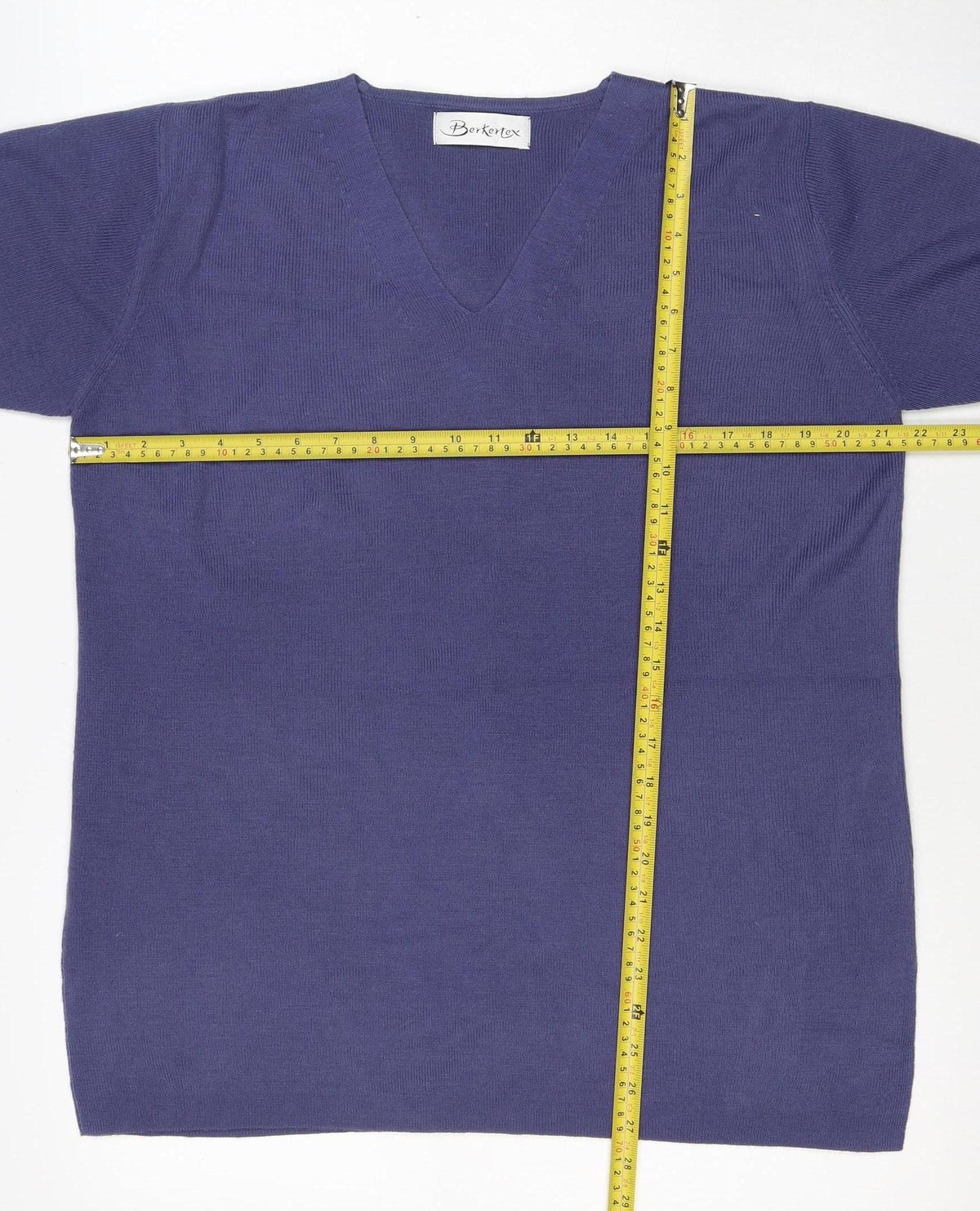Berktex Women’s Purple Size 10 Basic Short Sleeve V-Neck Knit T-Shirt