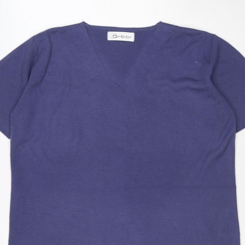 Berktex Women’s Purple Size 10 Basic Short Sleeve V-Neck Knit T-Shirt