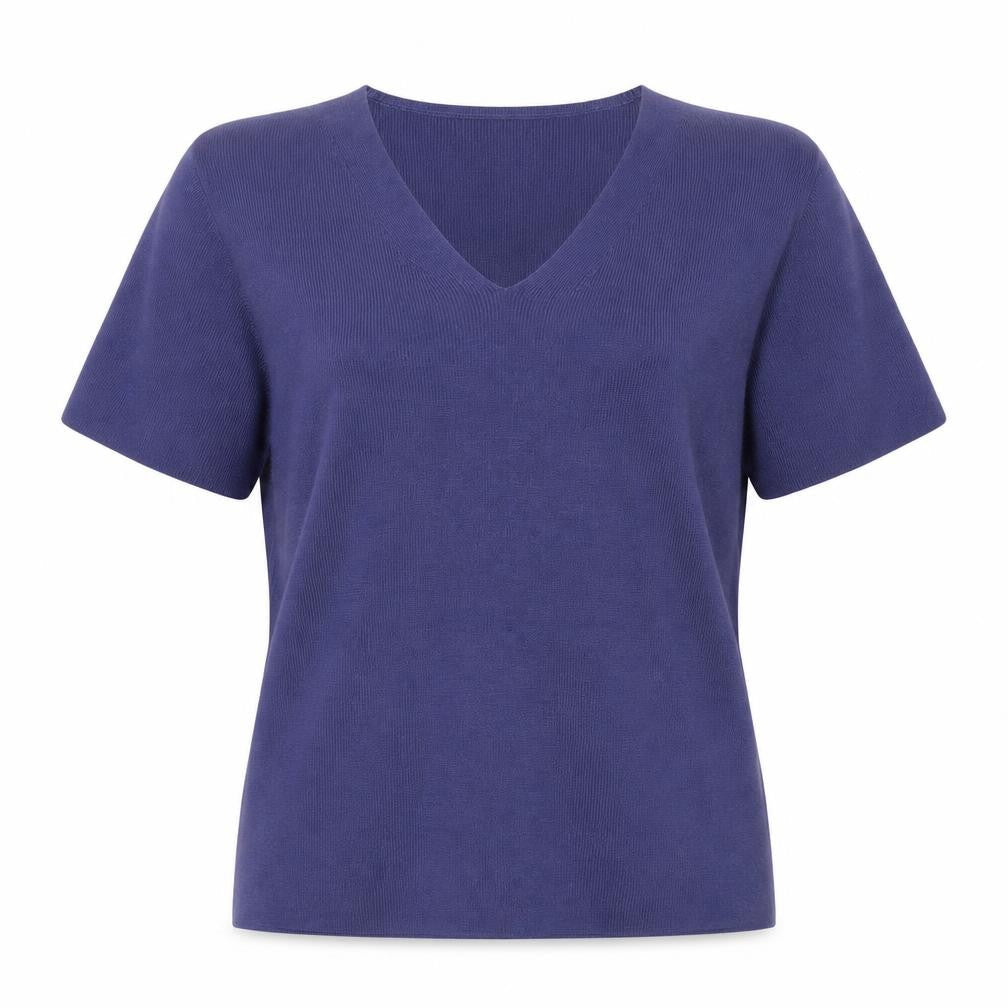 Berktex Women’s Purple Size 10 Basic Short Sleeve V-Neck Knit T-Shirt