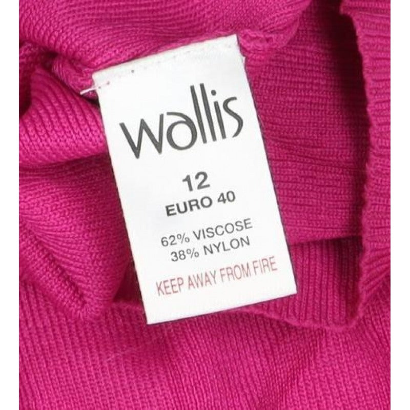 Wallis Women Pink UK 12 Halter V-Neck Knit Button Tank Top