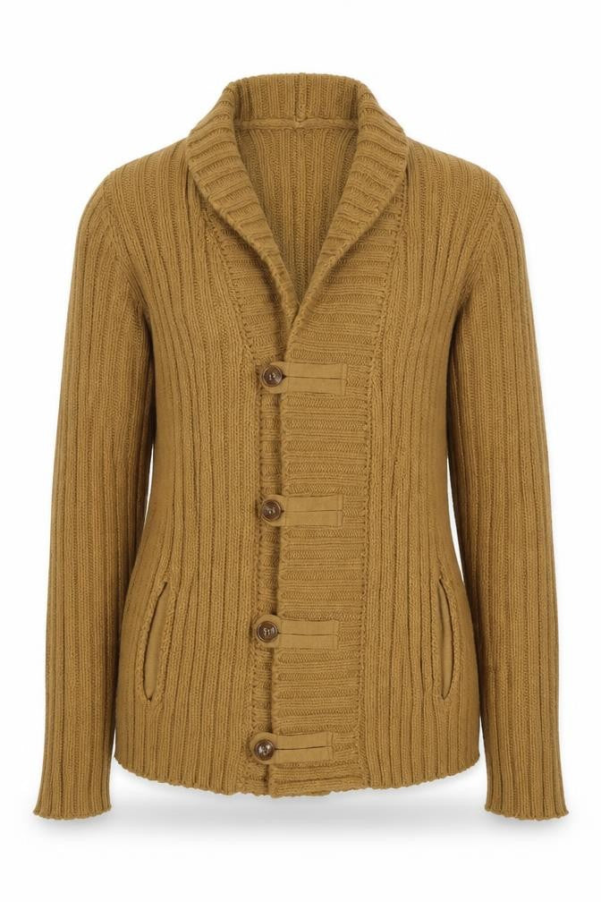 River Island Women Brown S Chunky Knit Shawl Collar Button Cardigan