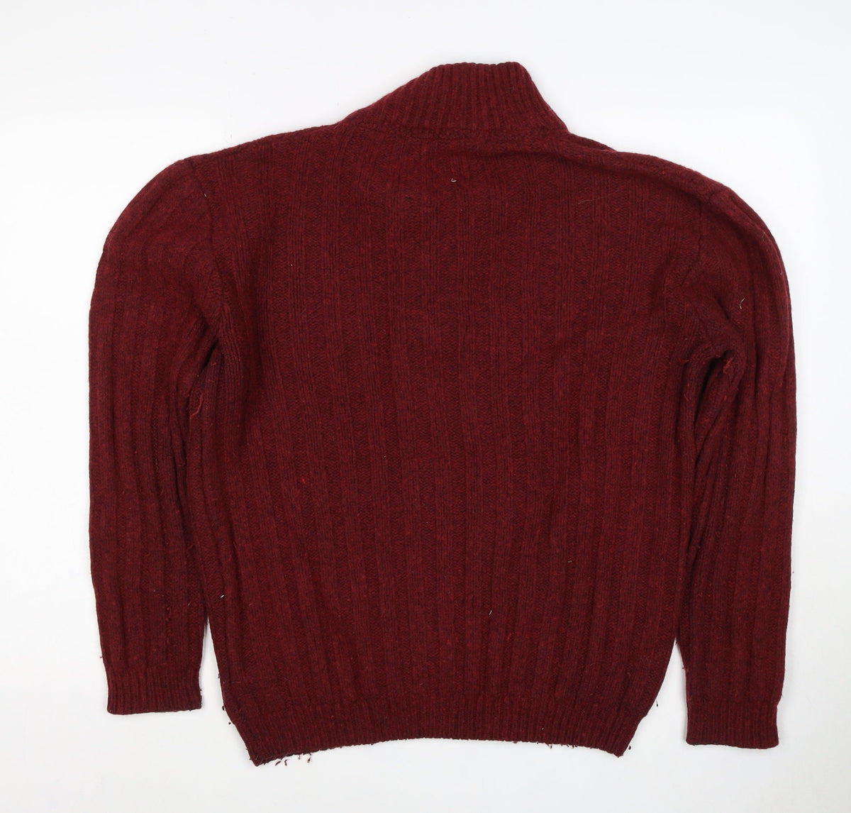 Crew Clothing Co Men’s Red XL Wool Henley Cable Knit Jumper