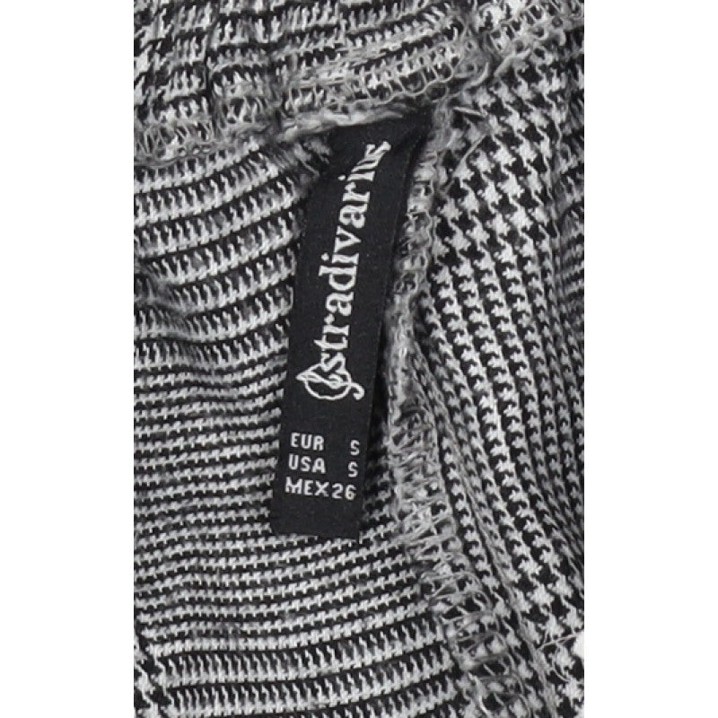 Stradivarius Women Grey Check Tapered Elastic Waist Trousers Size S