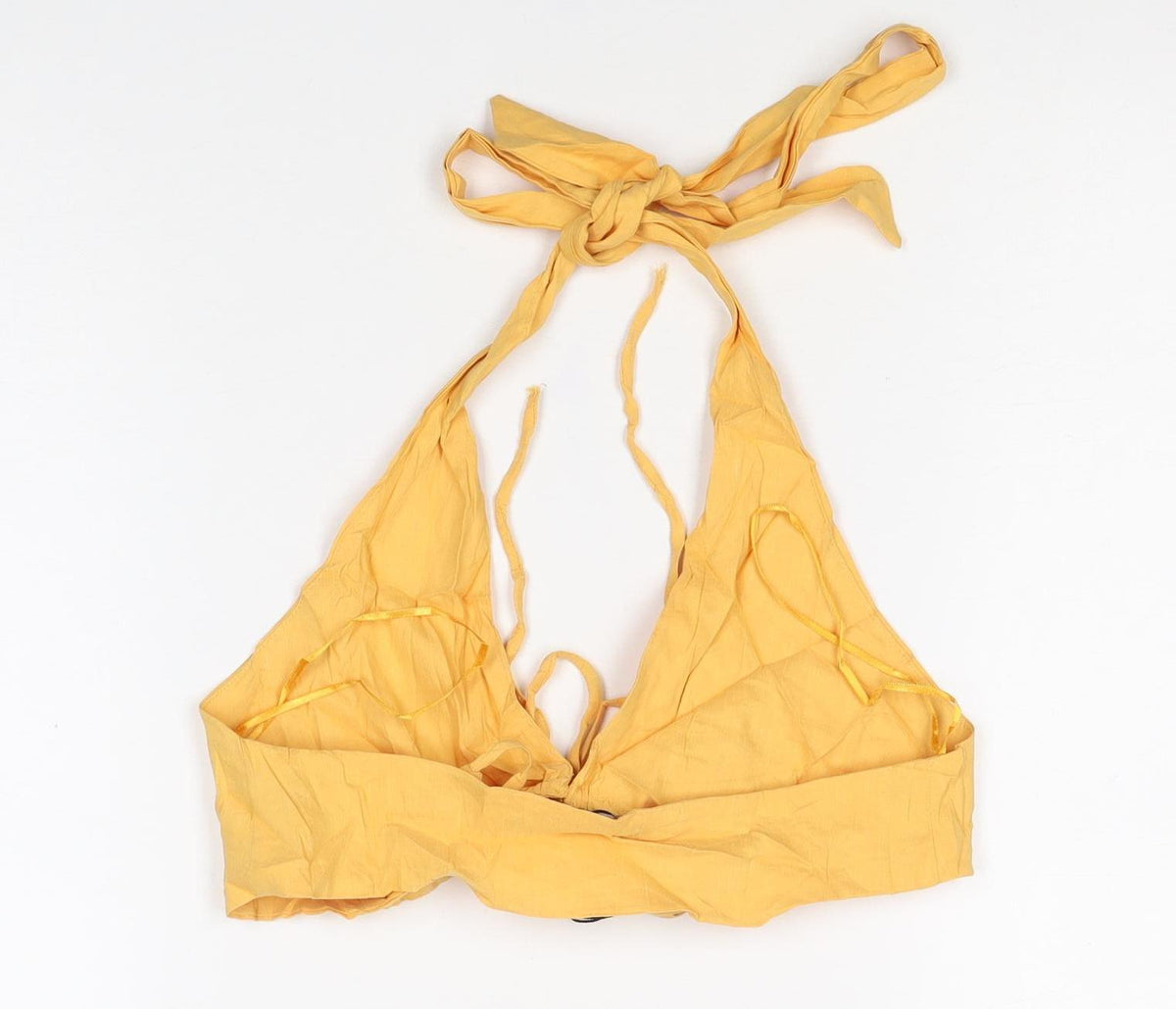 Zara Woman Yellow Halter Cropped Tie Back Tank Top Size M