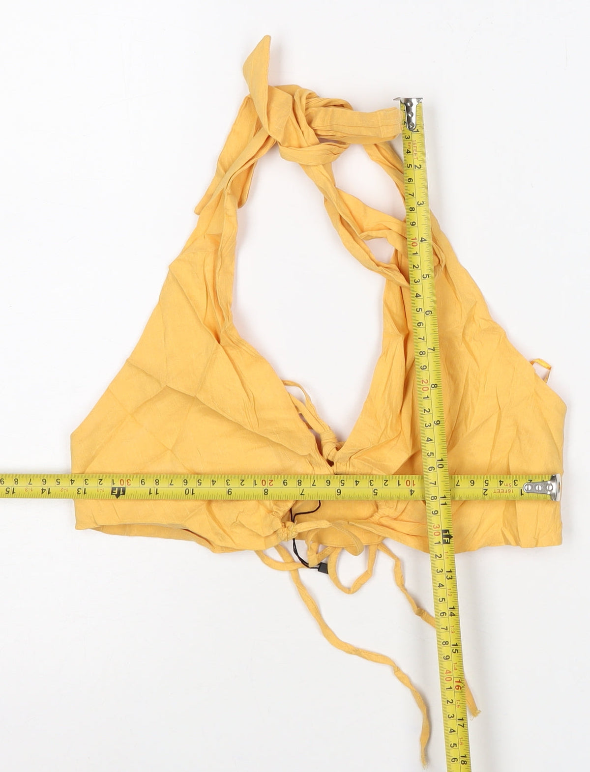 Zara Woman Yellow Halter Cropped Tie Back Tank Top Size M