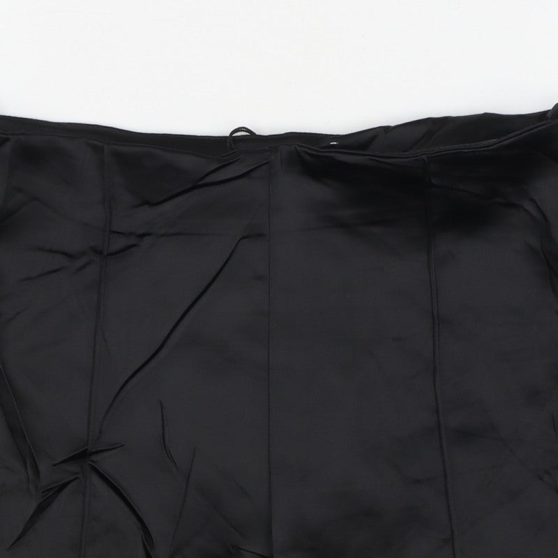 Zara Women Black S Satin Effect Tailored Shorts NWT