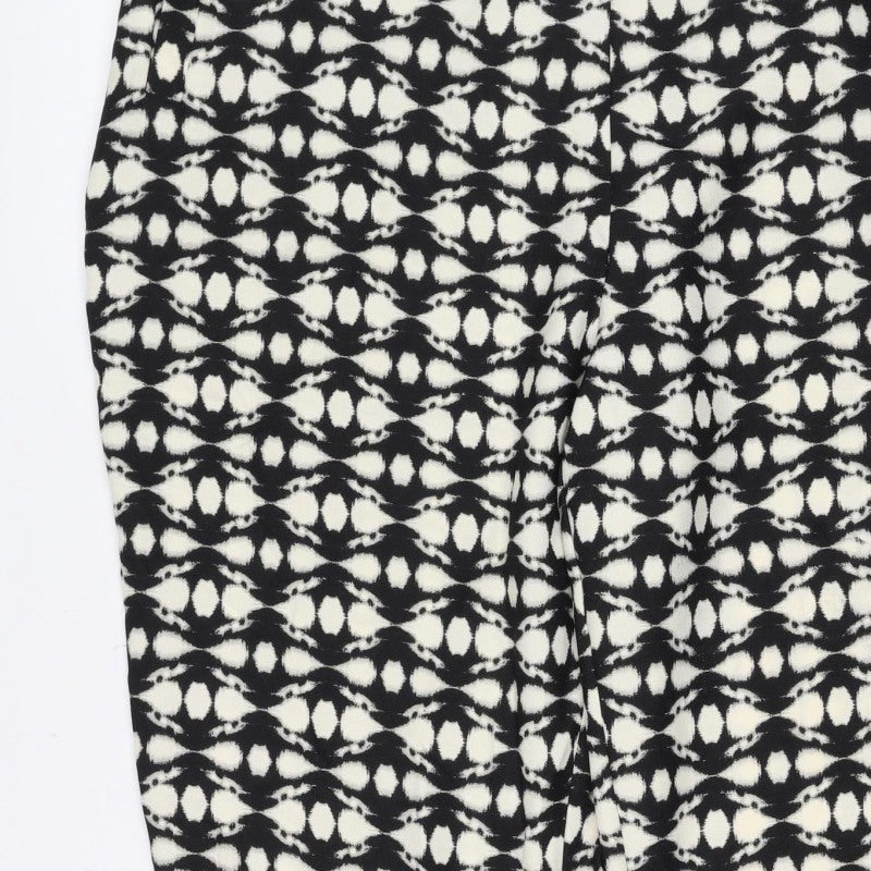 Marks & Spencer Women's Black UK 18 Short Geometric Wide-Leg Trousers