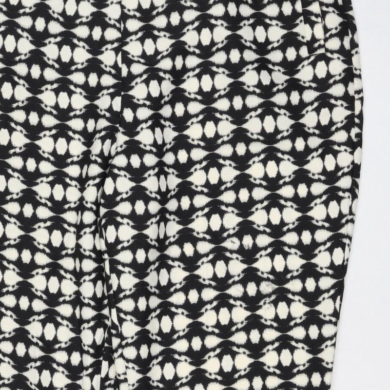 Marks & Spencer Women's Black UK 18 Short Geometric Wide-Leg Trousers