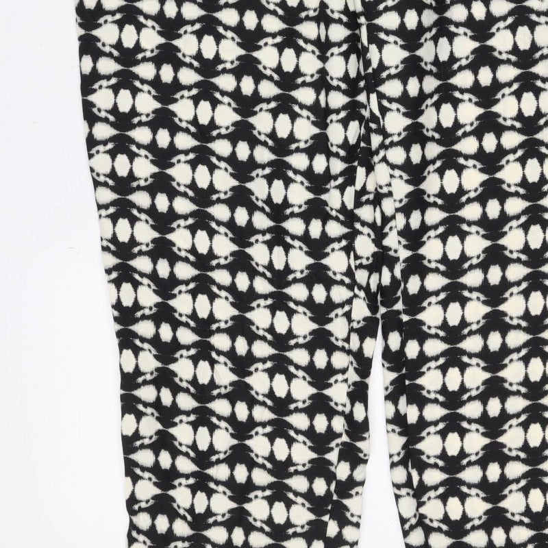 Marks & Spencer Women's Black UK 18 Short Geometric Wide-Leg Trousers