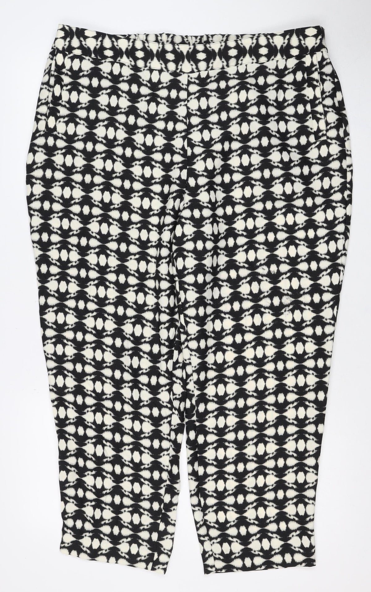 Marks & Spencer Women's Black UK 18 Short Geometric Wide-Leg Trousers