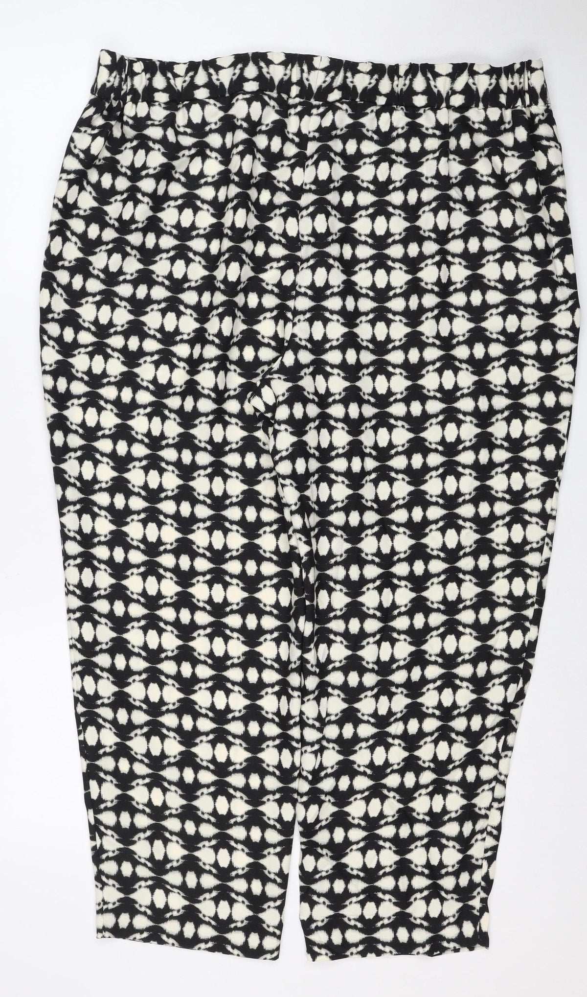 Marks & Spencer Women's Black UK 18 Short Geometric Wide-Leg Trousers