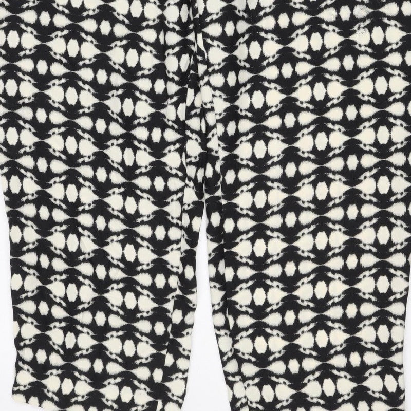 Marks & Spencer Women's Black UK 18 Short Geometric Wide-Leg Trousers