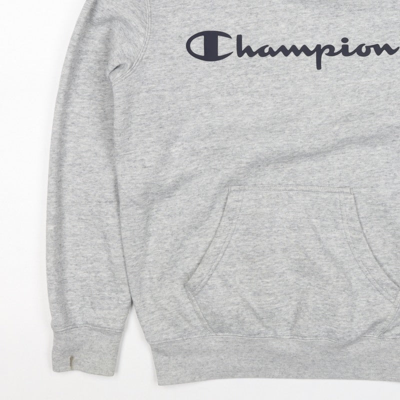 Champion Men’s Grey Small Pullover Logo Hoodie Fleece Pocket