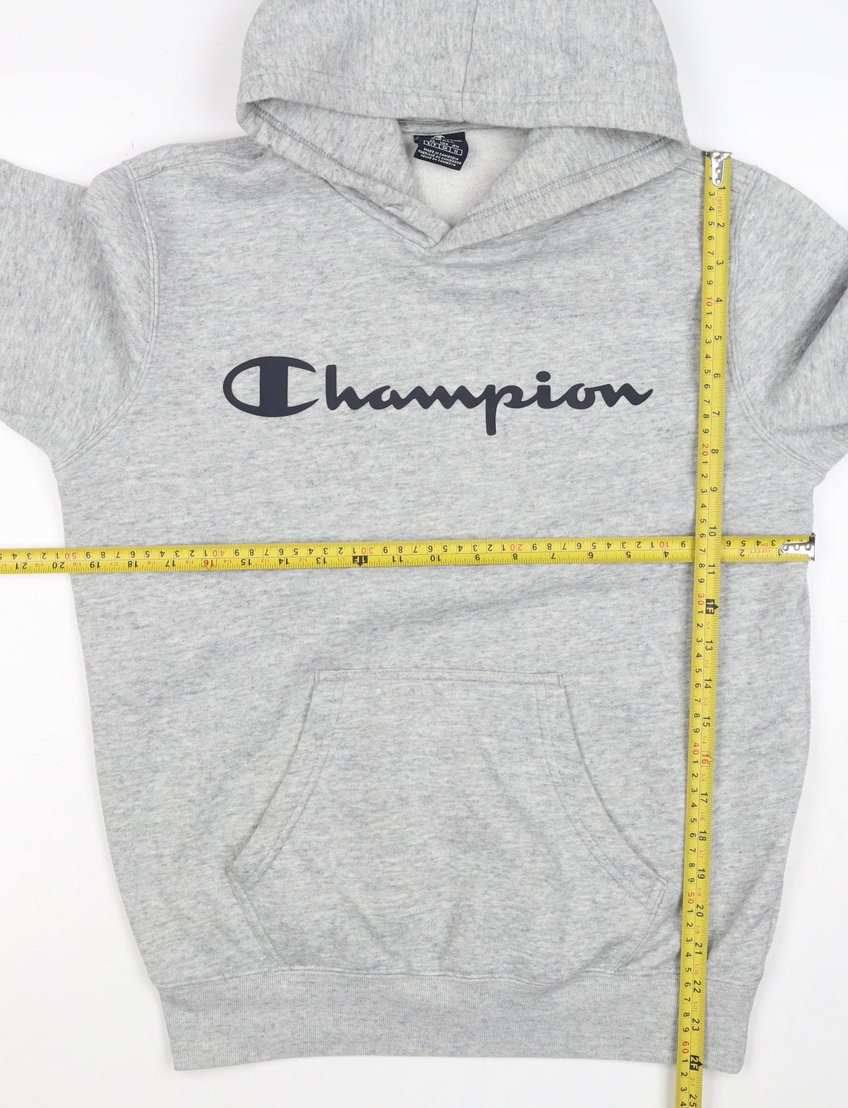 Champion Men’s Grey Small Pullover Logo Hoodie Fleece Pocket