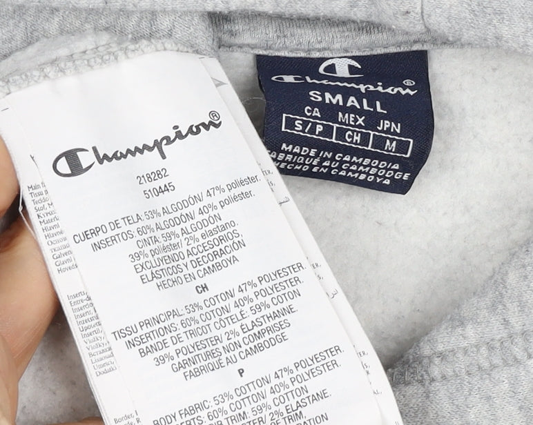 Champion Men’s Grey Small Pullover Logo Hoodie Fleece Pocket