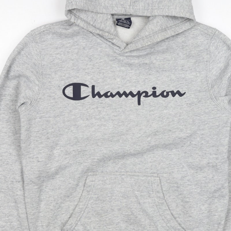 Champion Men’s Grey Small Pullover Logo Hoodie Fleece Pocket