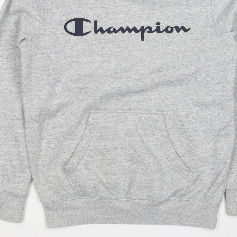 Champion Men’s Grey Small Pullover Logo Hoodie Fleece Pocket